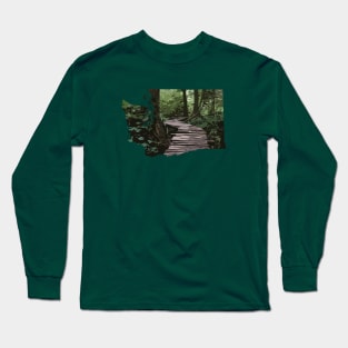 Washington State Map Hiking Trail Wilderness Long Sleeve T-Shirt